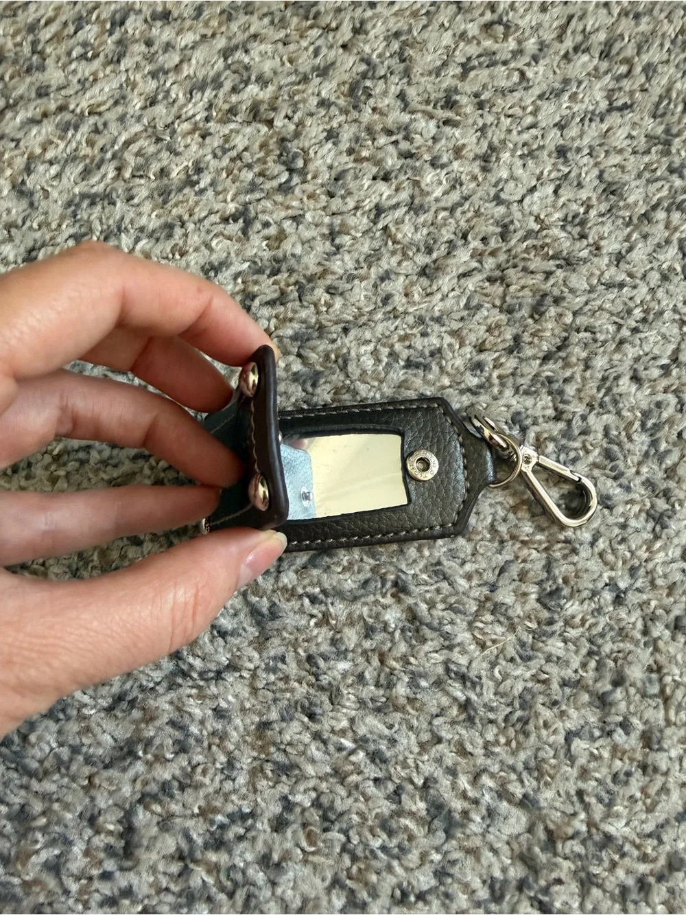 Tignanello Dark Brown Pebbled Leather Key Holder with Silver Hardware